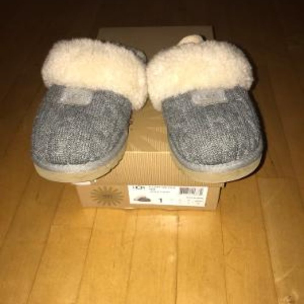 Ugg Kids Cozy Swtr/Knit Grey Slides(Authentic)Sz1
